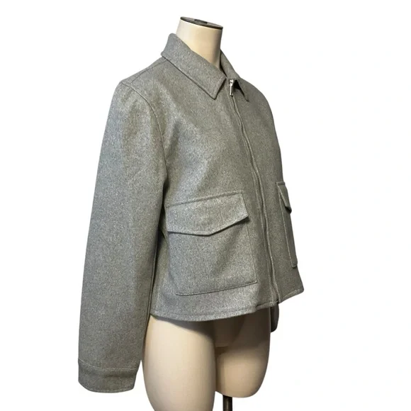 TRUTH sz Small Square Jacket Full Zip Snap Pockets Collared Cropped Gray NWT - Picture 4 of 11